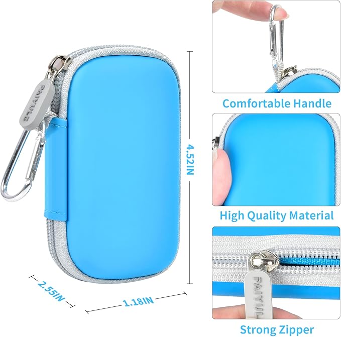 PAIYULE SSD Case for SanDisk Extreme Portable SSD & Extreme PRO, Hard Shell Protective Storage Bag with Carabiner, Fits 1TB 2TB 4TB 8TB External Solid State Drive for Business Travel (Lightblue)