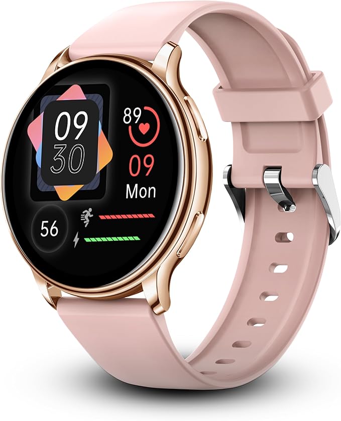 Alphagear JULIET Smartwatch for iPhone & Android, Style Smart Watch (Answer/Make Call), Wellness Tracker with 1.32" AMOLED Screen, uo to 10 days battery (2xScreen Protector and 1x extra band included)