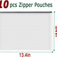AUSTARK 10 Pcs Zipper File Bags, Waterproof Plastic Mesh Pouch for Office School, Board Game Storage Bags (A4 Size 13.4''x9.4'', White and Black)