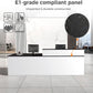 Reception Desk with Counter, Modern Front Desk Reception Counter with Keyboard Tray, Lockable Drawer and Storage Shelves for Office, Retail, Salon (White+Black/Left, 71" L*24" W*39" H)