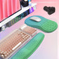 Hokafenle 2in1 Combination, Wave Keyboard Wrist Rest and Ergonomic Curvature Mouse Pad Wrist Support for Relieve Wrist Pain, Filled with Soft Cushion Memory Foam, Gradient Green