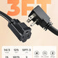 DEWENWILS Heavy Duty 3FT Extension Cord with 3-Prong Flat Plug, 15A/1875W 14/3 SPT-3 Flat Wire, Space Saving for Home Office Appliances & Electronics, ETL Listed, 2 Pack, Black
