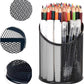 2 Pack Mesh Pencil Holder Pen Cup for Desk Round Black Pen Holder Desktop Pen Organizer 3 Compartments Pencil Organizer Desk Organizer for Office Home School