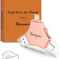 MFi Certified USB 3.0 Flash Drive 128GB for iPhone 3in1 External Memory Photo Keeper Storage Stick for Picture/Video/Data Saver/Backup High Speed Thumb/Jump/Hard Drives for iPad/Android/PC (Rose Pink)