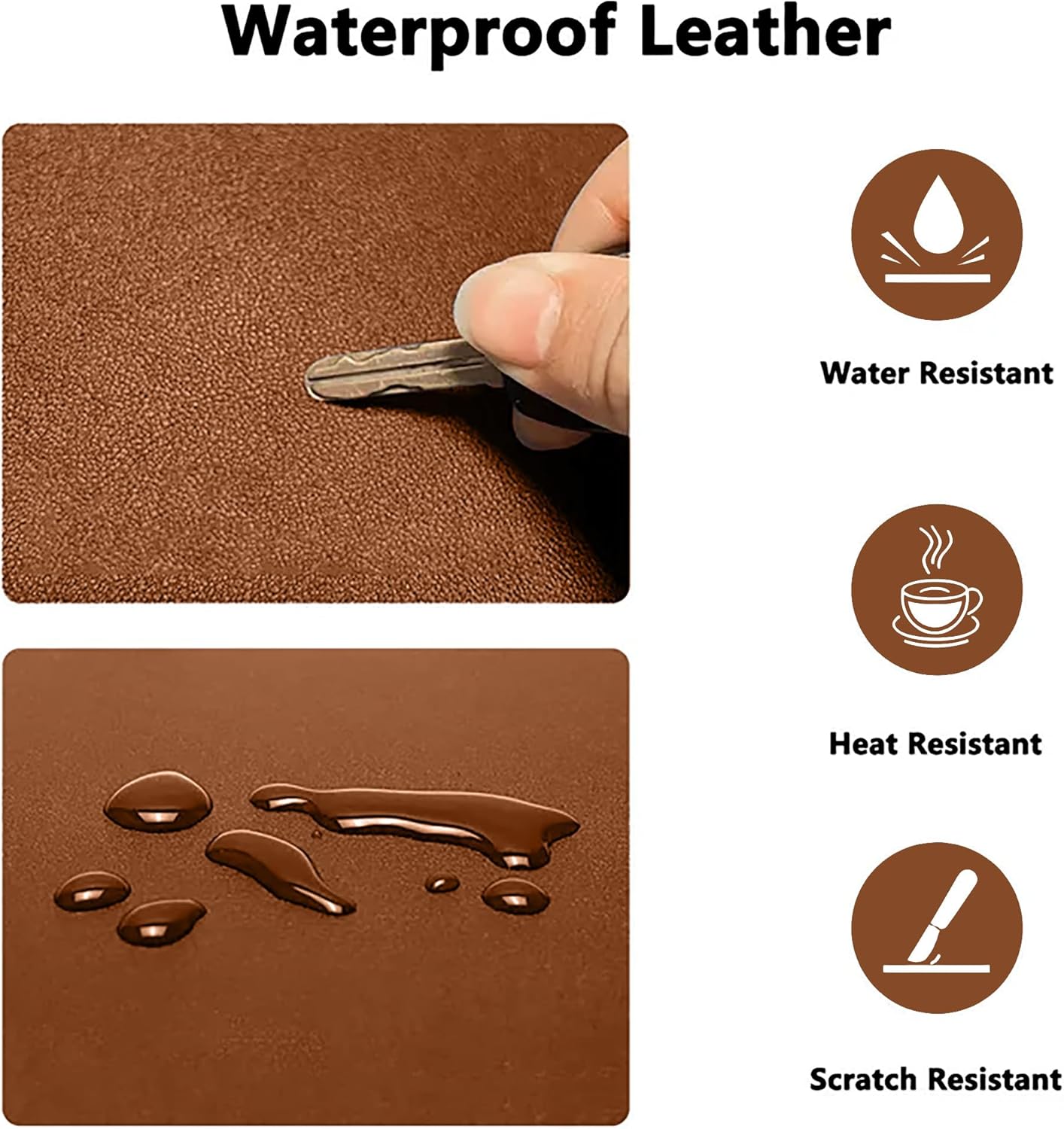 PU Leather Desk Pad Protector Gaming Mouse Pad Non Slip Desk Mat for Keyboard and Mouse Waterproof Desk Writing Pad for Office and Home Desk Accessories(Brown, 35.4 * 17.7)