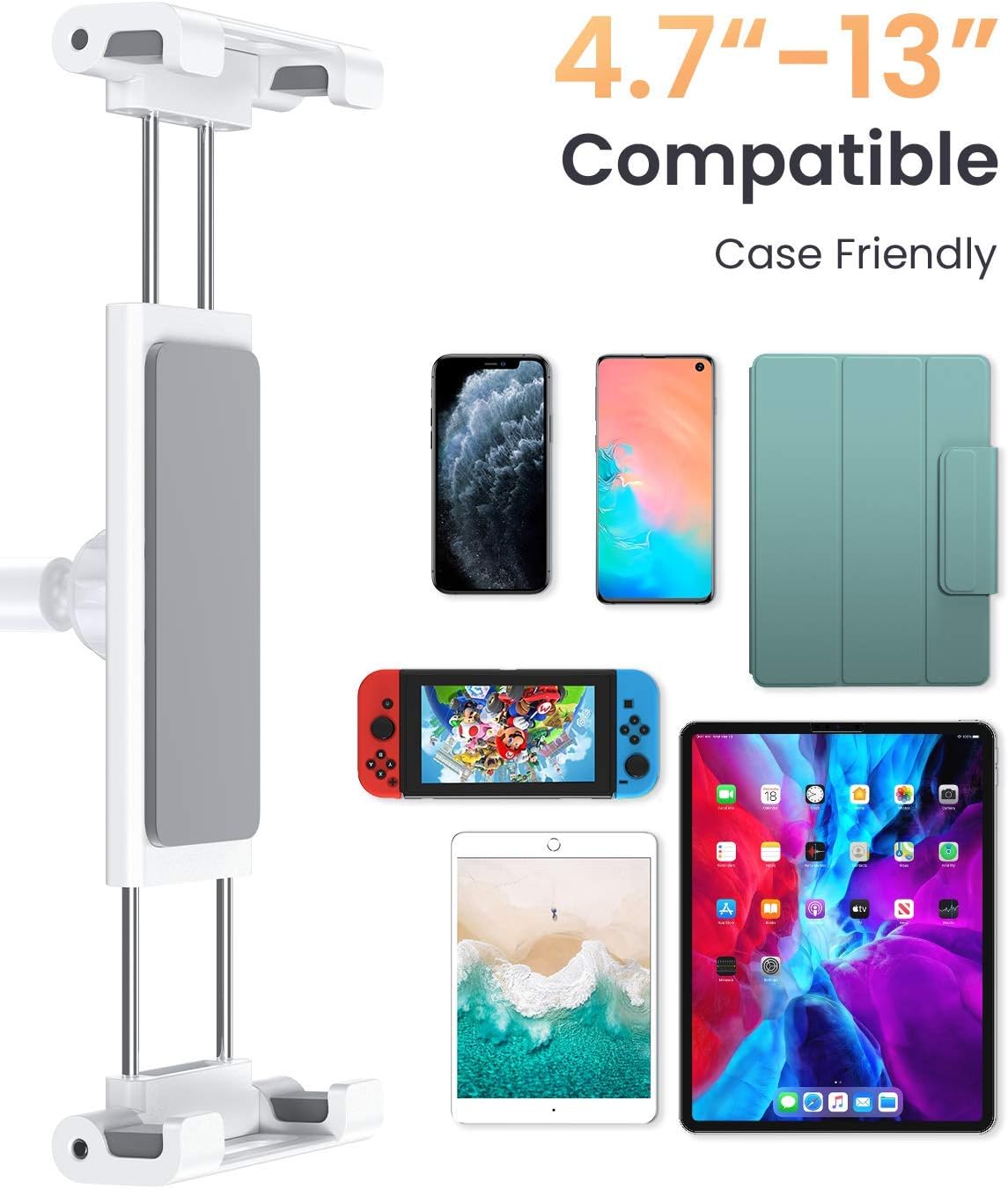 LISEN Tablet Stand Tablet Holder, Adjustable iPad Stands for Desk, Stand for iPad Thick Case Friendly iPad Stand Holder Compatible with(4.7-13") Tablets, Phones