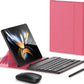 for Samsung Galaxy Z Fold 7 6 5 Keyboard and Mouse, Portable Mini Bluetooth Keyboard with Leather Case and Capacitive Pen, 4 in 1 Set for Z Fold 7 Accessories