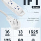 SURAIELEC 1FT Extension Cord, 360° Rotating Flat Plug Extension Cord Flat Wall Plug with 3 Outlets, White Braided Flat Cord for Indoor Use, Compact Areas, 16/3C SPT, ETL Listed, 2 Pack