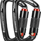 FresKaro UIAA Certified 25KN Auto Locking Climbing Carabiner Clips, Twist Lock, and Heavy Duty Carabiners for Rock Climbing, Rappelling, and Mountaineering, D Shaped