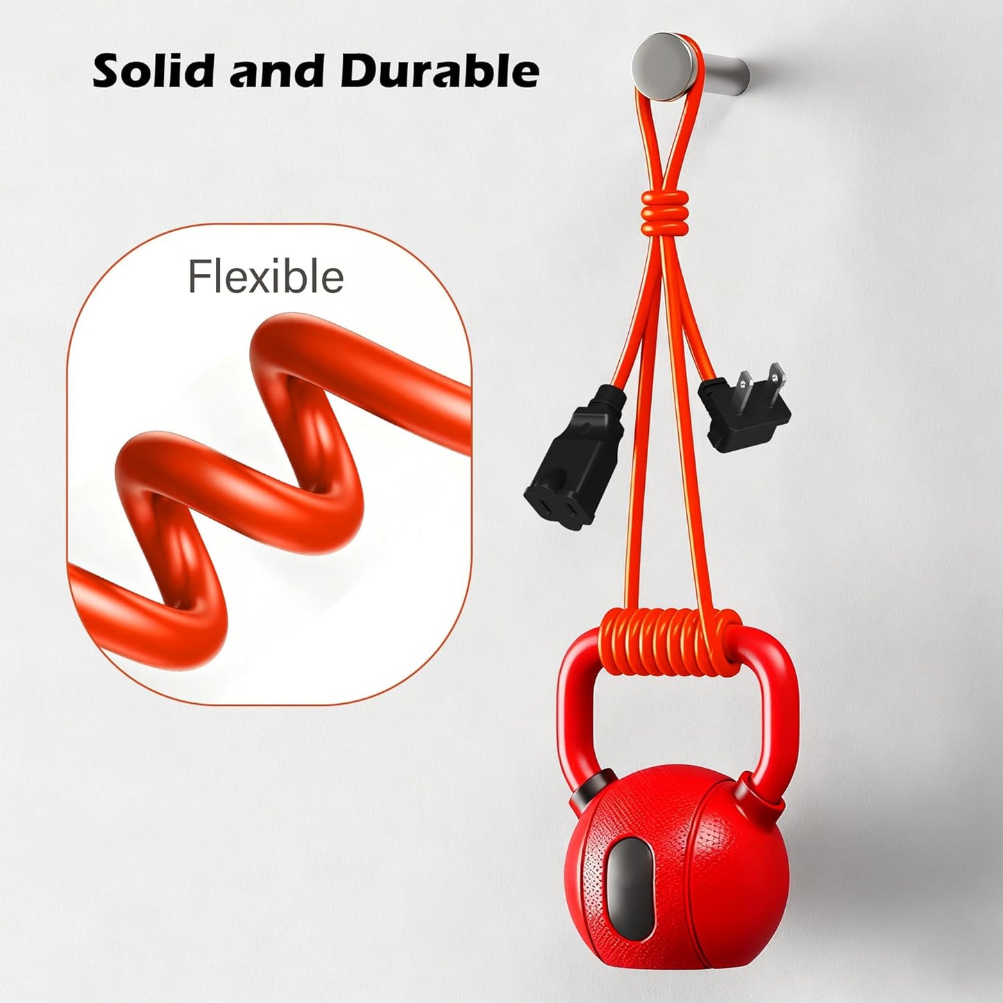 90 Degree 2 Prong Polarized Outdoor Power Extension Cord 15 FT, Angled Low-Profile Plug, 16 Gauge 125V SJTW Waterproof Long Cable for Home Office Lawnmower Garden Tools Lights, ETL+Ties-Bright Orange
