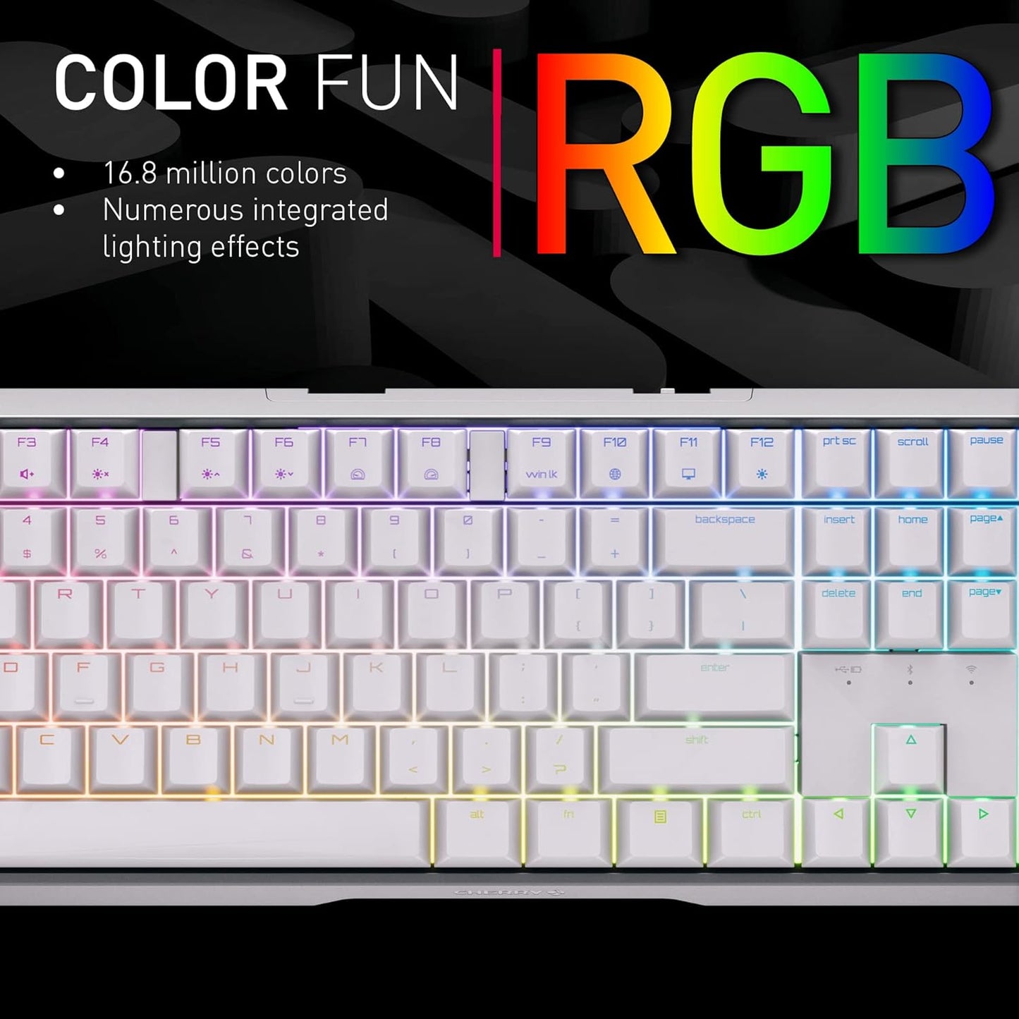 Cherry MX 3.0S Wireless Mechanical Gaming Keyboard. Aluminum Housing Built for Gamers w/MX Brown or Red Switches. RGB Backlit Color Display Over 16m Colors. (White w/MX Red Switches)