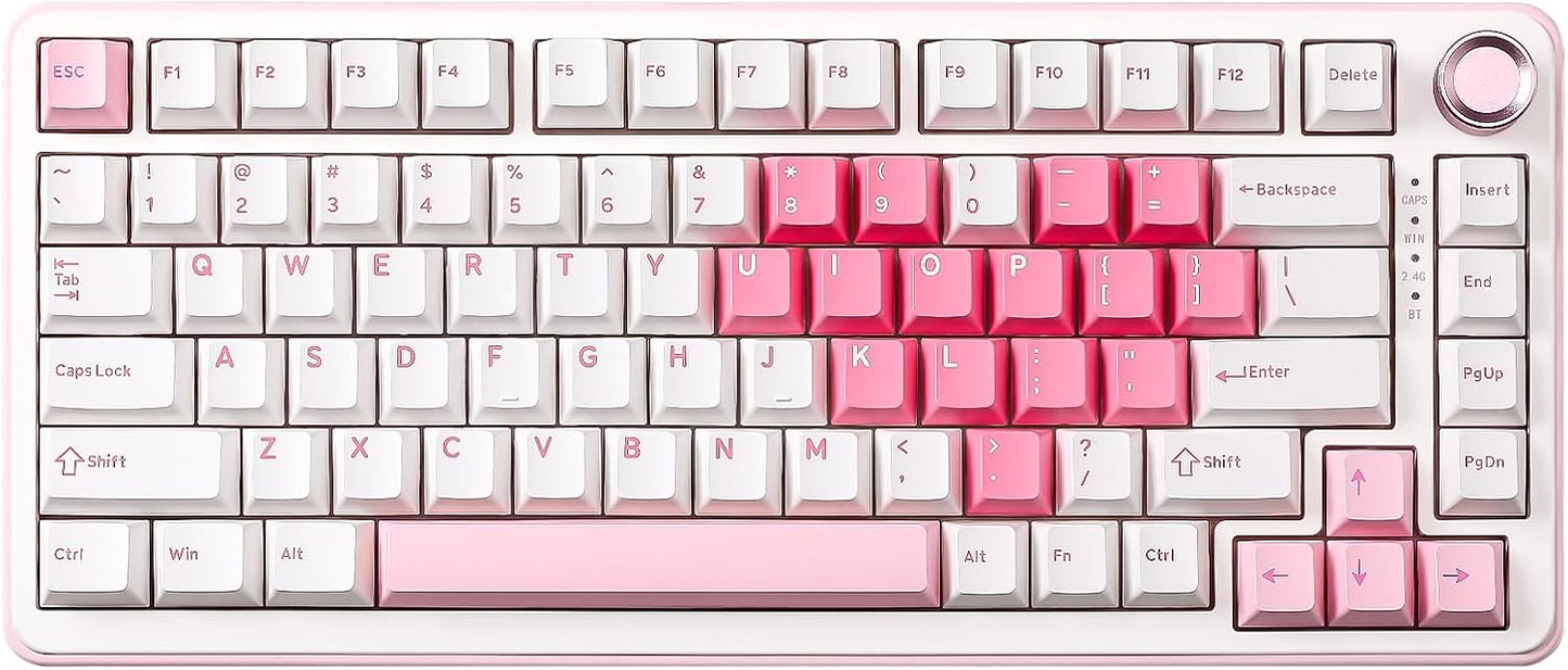 YUNZII B75 PRO Wireless Mechanical Keyboard,75% Layout with Knob,Hot Swap Gasket Structure,Creamy Pre-lubed Switches,RGB Backlit,Bluetooth/Type-C/2.4G for Win/Mac (White, Milk Switch)