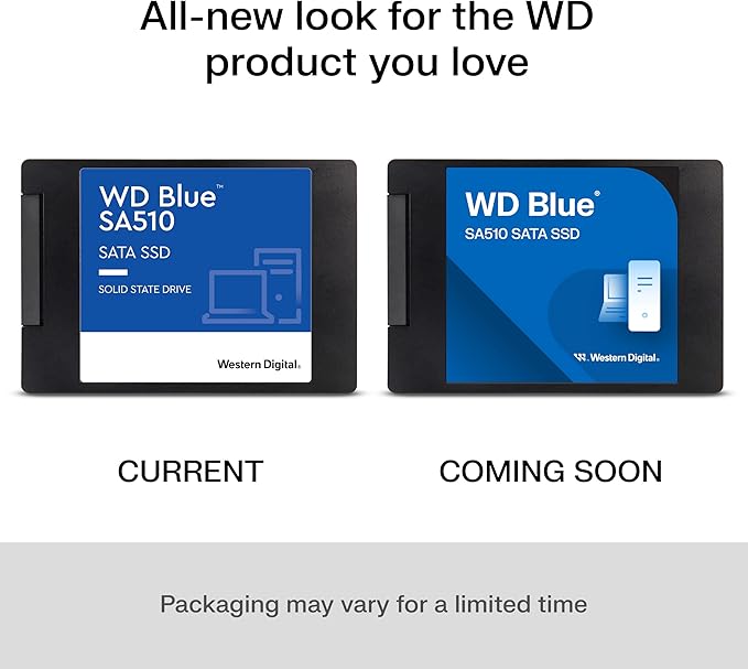 Western Digital 250GB WD Blue SA510 SATA Internal Solid State Drive SSD - SATA III 6 Gb/s, 2.5"/7mm, Up to 555 MB/s - WDS250G3B0A
