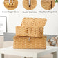 Temary Cable Management Box with Lids, 2-Pack Handmade Cable Organizer Boxes for Home, Office to Hide Cords and Power Strip, Cord Cover Floor Hider Set Woven Rattan Cable Organizer Box