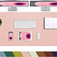 Large Desk Mat -47.2" x 17.5" Leather Desk Pad Protector with Natural Cork & PU Leather, Non-Slip Office Desk Mat, Double-Sided Mouse Pad, Waterproof Large Desk Pad for Office&Home(Pink)