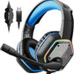 EKSA E1000 Gaming Headset, Computer Headphones with Noise Canceling Mic & RGB Light, 7.1 Surround Sound, Compatible with PC, PS4 PS5 Console, Laptop (Blue)