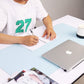 YSAGi Non-Slip Leather Desk Pad L Size, Waterproof Laptop Computer Desk Keyboard Mat, Table Protector Blotter Mat, Large Mouse Pad for Office/Work/Home/Decor(Sky Blue, 35.4" x 17")