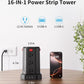 Power Strip Surge Protector, 6.5 Ft Extension Cord with 12 AC Multiple Outlets 4 USB (1 USB C), SMALLRT Power Tower Desktop Charging Station (Black, 6.5 Ft)