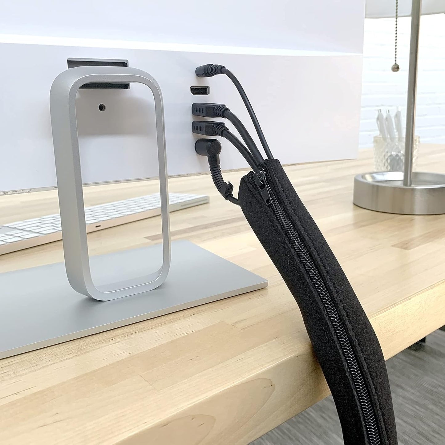 Zipper Cable Sleeve by Wrap-It Storage - 36" x 4" (2-Pack) Black - Cord Organizer and Cable Protector for Desk, Computer, TV Cord Management to Hide and Cover Wire and Extension Cables