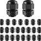 25 PCS 3/4"(12.5-18mm) NPT Nylon Cable Gland Joints with Gaskets, IP68 Adjustable Lock Nut Strain Relief Cord Grip Waterproof Cable Glands - UL Listed and RoHS Compliant