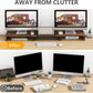 TAVR Dual Monitor Stand Riser, Computer Monitor Stands for 2 Monitors, Extra Long Multifunctional Desktop Organizer Riser for Computer, Laptop, PC, Printer, TV, Max 43.3" Length, Rustic Brown