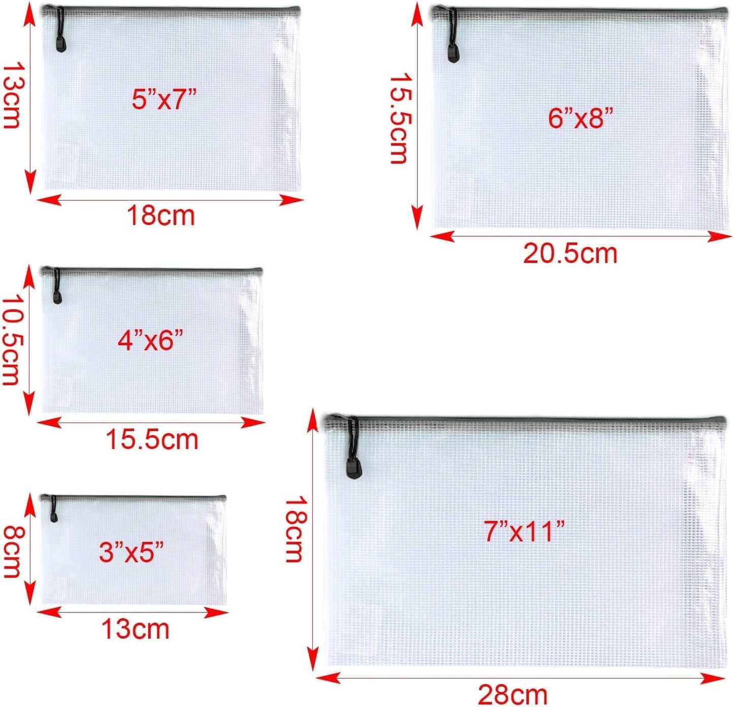 Oaimyy-20 Pcs-Mesh Zipper Pouch Document Folders Bag Zipper Zip File Folders,Puzzle Bags for Organizing Storage (Black, 8"x 10")