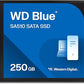 Western Digital 250GB WD Blue SA510 SATA Internal Solid State Drive SSD - SATA III 6 Gb/s, 2.5"/7mm, Up to 555 MB/s - WDS250G3B0A