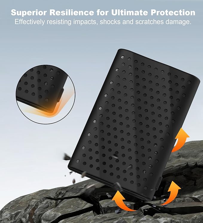 Lacdo Silicone Carrying Case for Samsung T9 Portable SSD 1TB 2TB 4TB External Solid State Drive, Soft Silicon Protective Sleeve Cover Skin for T9 SSD, Travel Pouch Storage Bag with Lanyard, Black