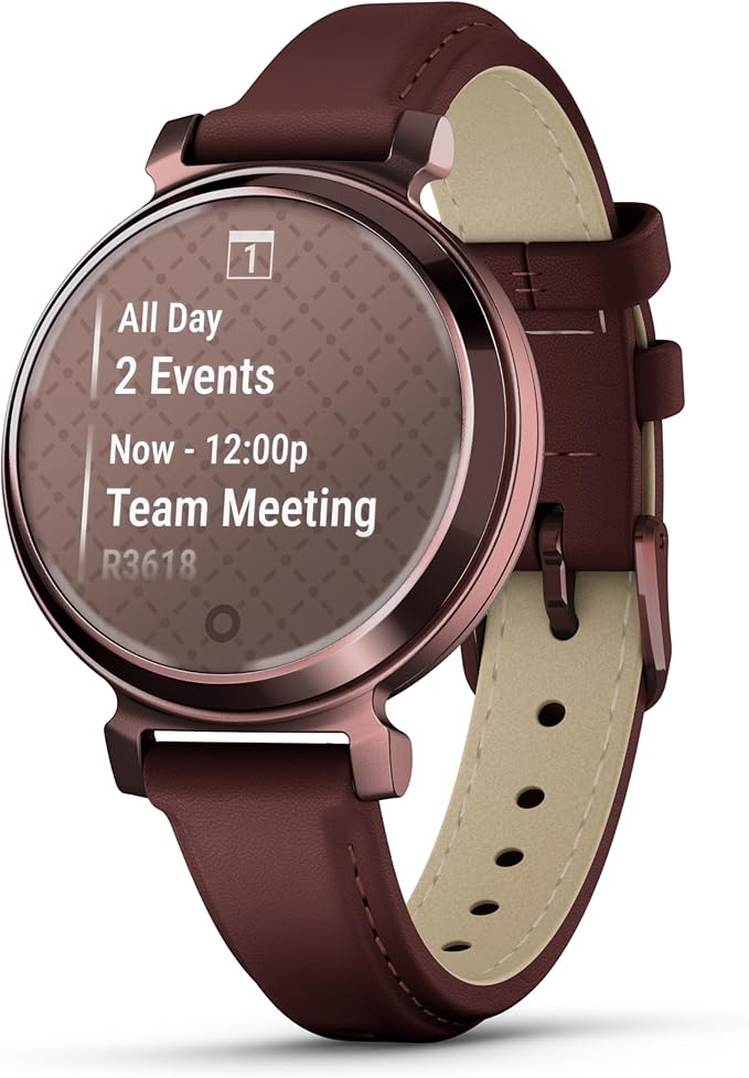 Garmin Lily 2, Small and Stylish Smartwatch, Hidden Display, Patterned Lens, Up to 5 Days Battery Life, Mulberry