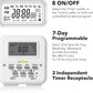 BN-LINK Digital Timer Outlet 7 Day Programmable Digital Outlet Timer with 2 Independent Outlets 3-Prong Mini Indoor Easy Set Stackable Plug-in for Lights Lamps Fans Accurate 8A/1000W 1/3HP