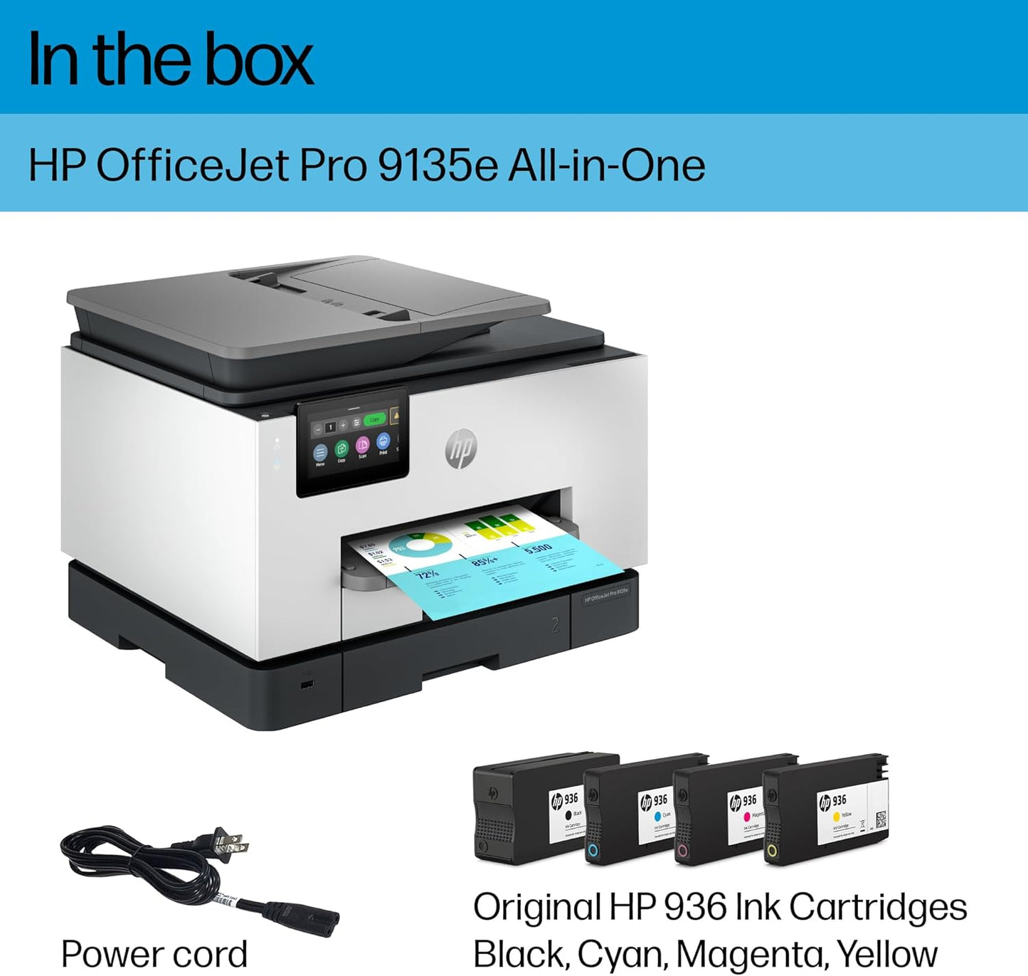 HP OfficeJet Pro 9135e All-in-One Printer, Color, Printer-for-Small Medium Business, Print, Copy, scan, fax, wireless. 3 month Instant Ink trial included ; Two-Sided Printing; Two-Side