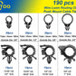 OAUTOO 190pcs Wire Loom Routing Clips Push Mount Cable Tie Assortment