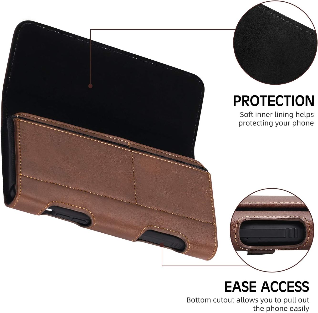 BECPLT Leather Galaxy S24 Ultra/Plus Holster Case with Belt Clip, ID Card Holder, Compatible with Galaxy S23+, Note 10+, S20+, A71, Note 9, 8, LG Stylo 5 (Brown)
