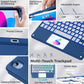 MoKo Touch Keyboard Case for iPad (A16) 11th Generation 11 inch 2025, iPad 10th Generation 10.9 inch Case with Pencil Holder, 7 Colors Backlit Multi-TrackPad Detachable Bluetooth Keyboard, Navy Blue