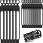 Nearockle Silicone Cable Ties Cord Organizer for Cable Management, 16PCS 4.2" and 7.1" Reusable Cable Organizer Electronic Accessories for Home, Office, Kitchen, School, Travel (Black)