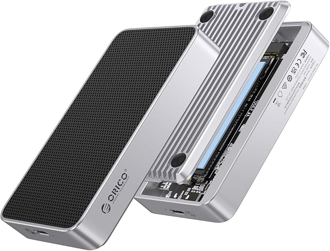 ORICO 80Gbps M.2 NVMe SSD Enclosure Silent Fanless Compatible with Thunderbolt 5/4/3/USB4 X50 Dual-chip USB3.2/3.1/3.0 M-Key/(M&B) Key NVMe SSDs up to 8TB Fanless Silent Cooling- X50PRO