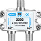2 Way Coaxial Cable Splitter,Support 10-2602MHz, RG6 Compatible, Nickel-Plated for Cable Splitter,Work with CATV, Satellite TV,Antenna System and MoCA Configurations