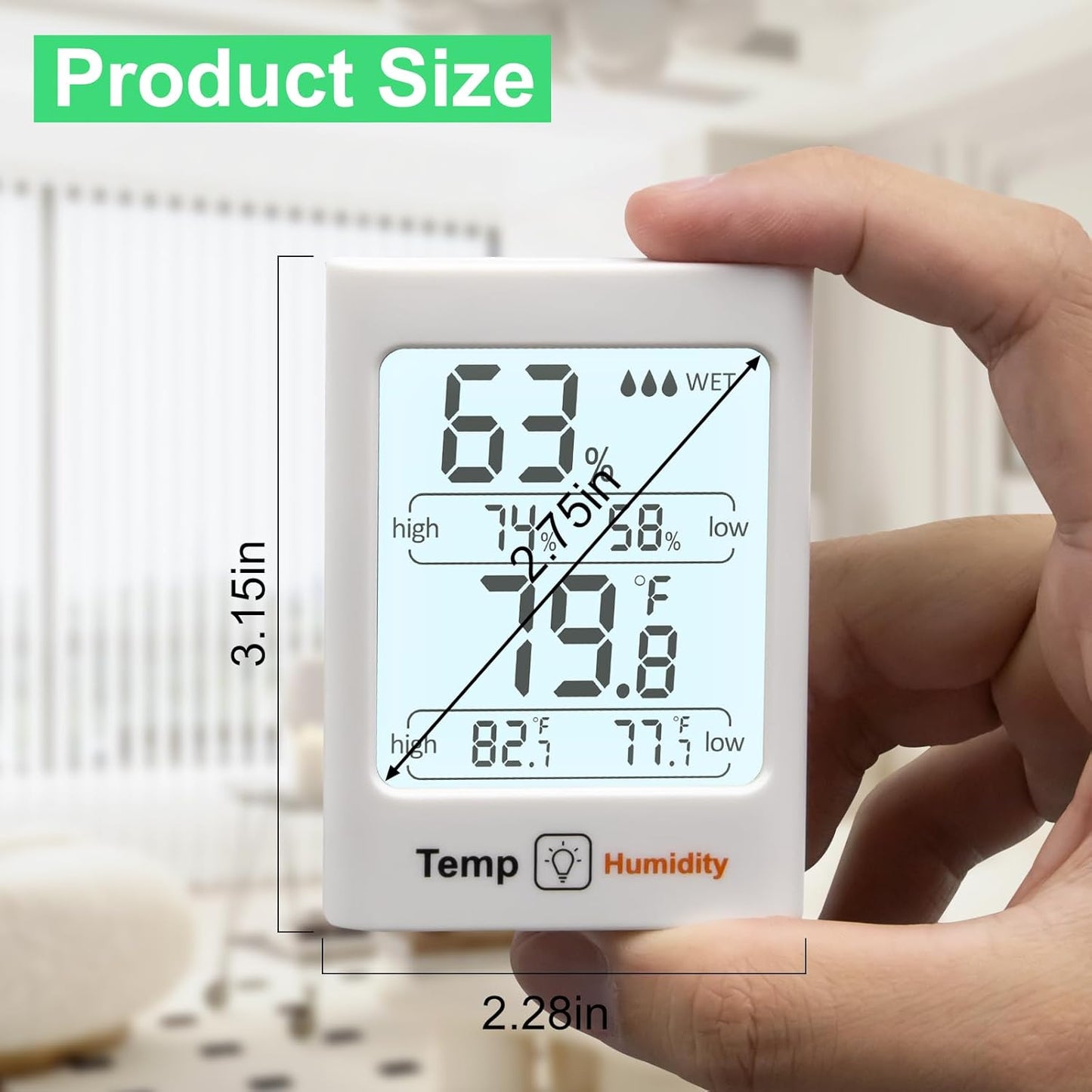 SZHLUX Digital Hygrometer & Thermometer - Accurate Indoor Humidity & Temperature Monitor with Rapid Refresh for Home, Bedroom, Office & Greenhouse