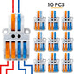 10PCS Lever Wire Connectors, Quick Wiring Cable Connectors, Compact Push-in Conductor Terminal Block(10PCS 2 in 4 Out)