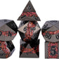Metal DND Polyhedral Dice,Large Stripe Glitter Metallic Dice Set,Antique Silver Dice 7pcs Set for Role Playing Games(Black Nickel Red)