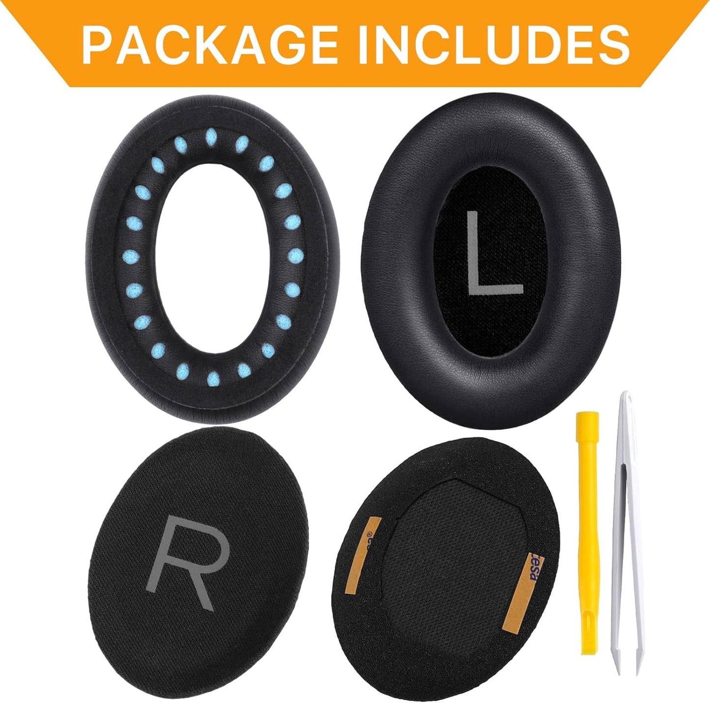 Replacement Ear Pads for Bose QuietComfort 45 (QC45)/QuietComfort SE (QC SE)/New QuietComfort Wireless Over Ear Headphones, Earpads Cushions with Softer Leather and Thicker Memory Foam