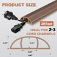 Floor Cord Cover for Wires on Floor Self Adhesive Cord Hider Floor Cable Management Wire Covers for Cords Protector Prevent Cable Trips Cord Cavity W 0.59" x H 0.31", Misty Brown Wood, 20Ft