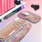 Hokafenle 2in1 Combination, Wave Keyboard Wrist Rest and Ergonomic Curvature Mouse Pad Wrist Support for Relieve Wrist Pain, Filled with Soft Cushion Memory Foam, Golden Pink Marble