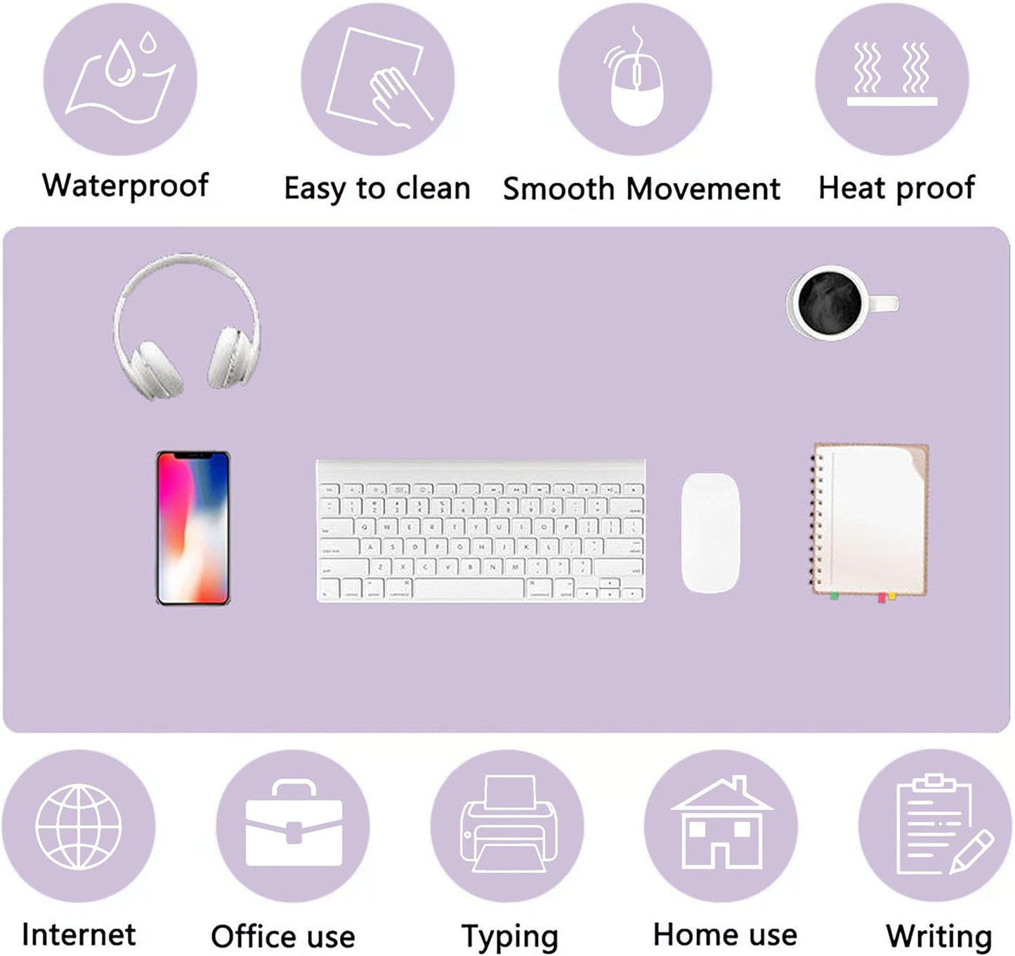PU Leather Desk Pad Protector Gaming Mouse Pad Non Slip Desk Mat for Keyboard and Mouse Waterproof Desk Writing Pad for Office and Home Desk Accessories(Purple, 31.5 * 15.7)