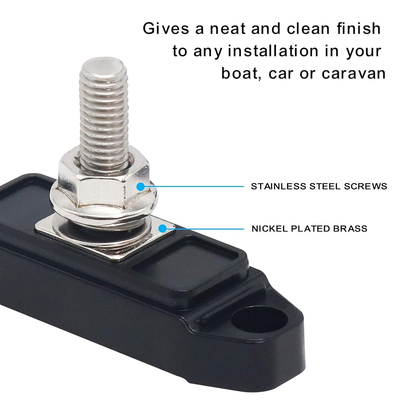 Recoil S1P-516 Busbar Single 5/16” Studs Power Distribution Block Bus Bar with Ring Terminals Pair