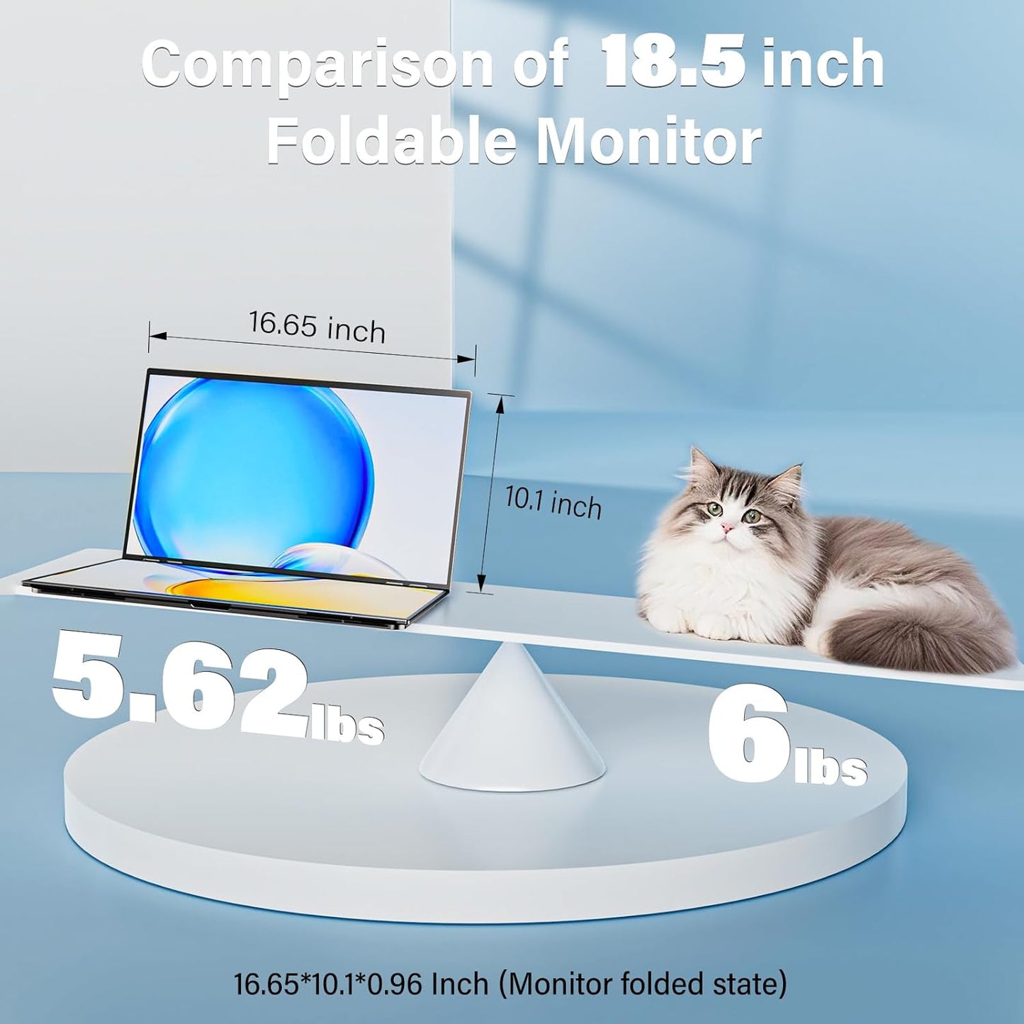 InnoView 18.5" 100Hz Dual Portable Monitor Built-in Speakers 115% sRGB 315°Adjustable Dual Stacked Folding Monitor (Wins/Mac) 1080P Laptop Screen Extender for Laptop(No Driver Needed)