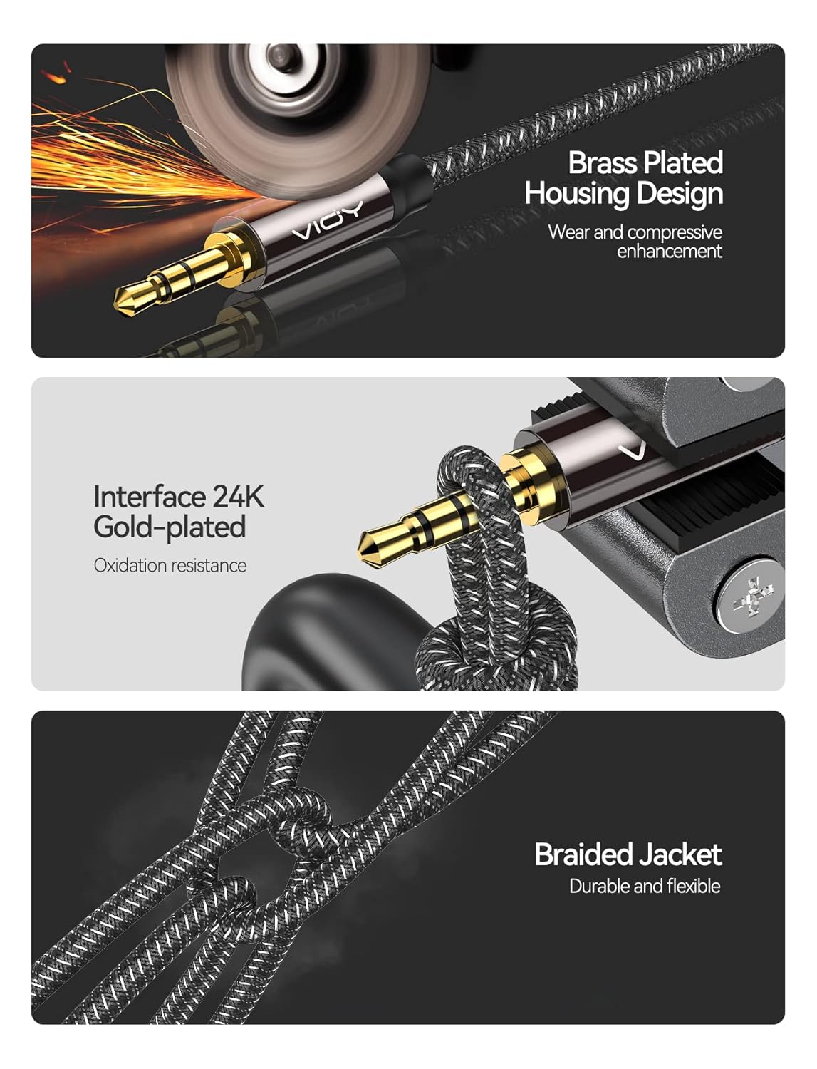 VIOY Headphone Extension Cable 15 FT,[Copper Shell, Hi-Fi Sound] 3.5 mm Male to Female Stereo Audio Cable Nylon Braided Aux Cord for Smartphones, Tablets, Media Player
