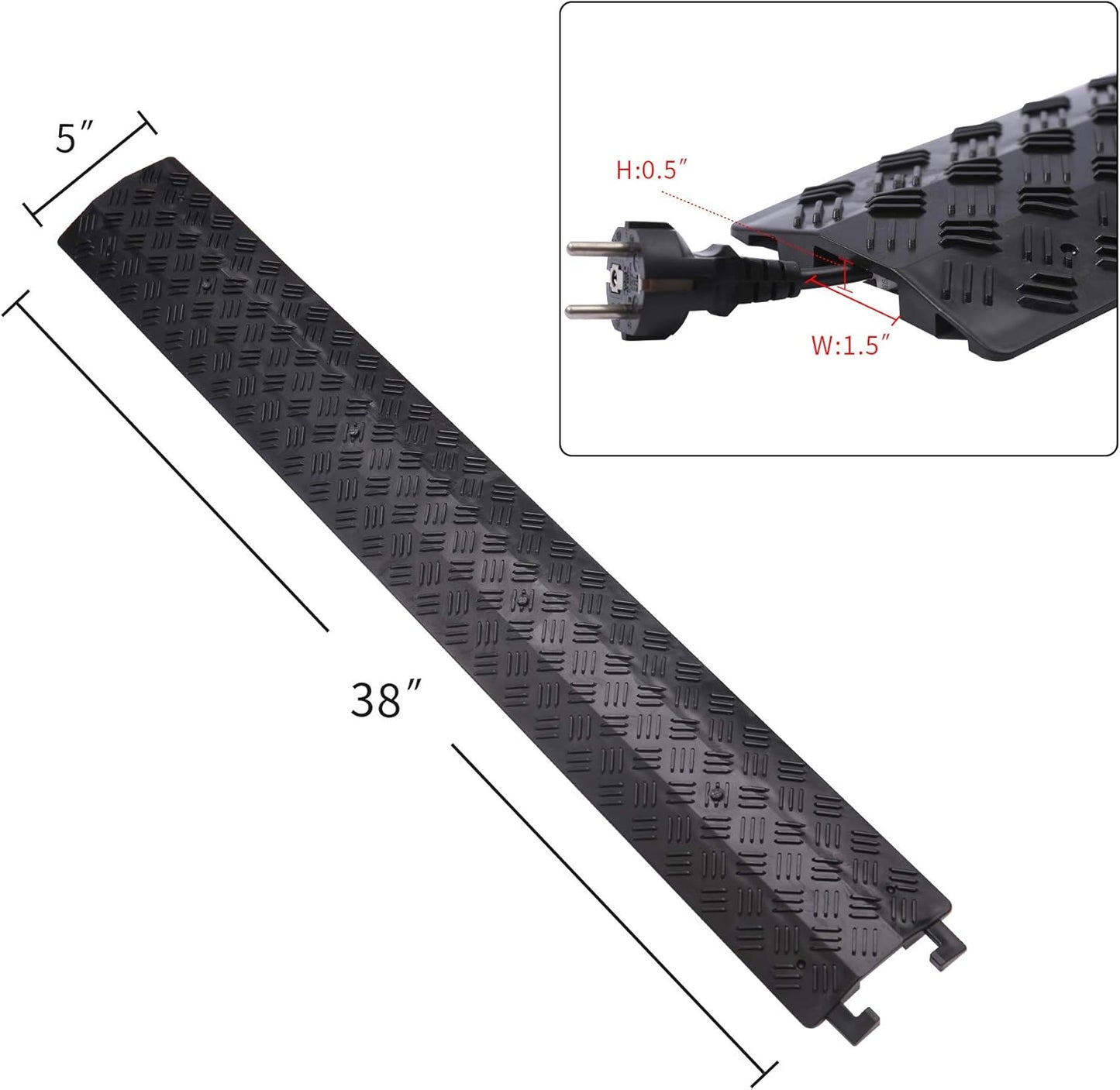 Small 3 Pack - Floor Cord Cover Cord Protector Drop Over Drop Trak Cable Ramp for Office Warehouse - Black