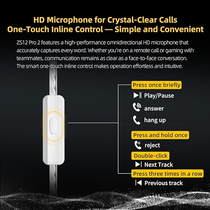 KZ ZS12 PRO 2 in Ear Monitor Headphones, 5BA+1DD 6 Hybrid Driver Gaming Earbuds Wired Earphones, HiFi Clarity Sound Immersive Bass IEMs for Gaming Musicians Singer Audiophile (Silver with Microphone)