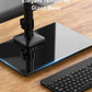 HUANUO Freestanding Dual Monitor Stand, 32 Inch Dual Monitor Mount for 2 Screens, Holds up to 19.8 lbs per Arm, Monitor Arm Riser with Tempered-Glass Base, Tilt, Swivel, Rotation, Black
